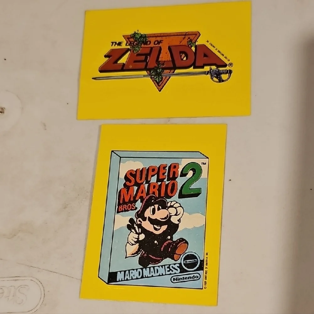Nintendo Yellow Retro Game Stickers Cards - Zelda and Mario